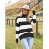 image:imageZeagoo Womens Turtleneck Sweater 2026 Fall Winter Chunky Knitted Pullover High Low Hem Trendy Basic Jumper TopBlack Stripe