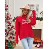 image:imageZeagoo Womens Turtleneck Sweater 2026 Fall Winter Chunky Knitted Pullover High Low Hem Trendy Basic Jumper TopChristmas Letter