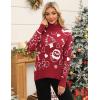 image:imageZeagoo Womens Turtleneck Sweater 2026 Fall Winter Chunky Knitted Pullover High Low Hem Trendy Basic Jumper TopChristmas Pattern