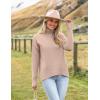 image:imageZeagoo Womens Turtleneck Sweater 2026 Fall Winter Chunky Knitted Pullover High Low Hem Trendy Basic Jumper TopKhaki