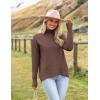 image:imageZeagoo Womens Turtleneck Sweater 2026 Fall Winter Chunky Knitted Pullover High Low Hem Trendy Basic Jumper TopNutmeg