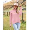 image:imageZeagoo Womens Turtleneck Sweater 2026 Fall Winter Chunky Knitted Pullover High Low Hem Trendy Basic Jumper TopPink