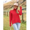 image:imageZeagoo Womens Turtleneck Sweater 2026 Fall Winter Chunky Knitted Pullover High Low Hem Trendy Basic Jumper TopRed