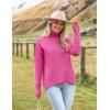 image:imageZeagoo Womens Turtleneck Sweater 2026 Fall Winter Chunky Knitted Pullover High Low Hem Trendy Basic Jumper TopRose