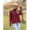 image:imageZeagoo Womens Turtleneck Sweater 2026 Fall Winter Chunky Knitted Pullover High Low Hem Trendy Basic Jumper TopWine Red