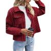 image:imageZeagoo Flannels for Women Cropped Shacket Jacket Fashion Plaid Button Down Shirt 2026 Fall Coat TopsZgz383