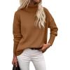 image:imageZeagoo Womens Turtleneck Sweater 2026 Fall Winter Chunky Knitted Pullover High Low Hem Trendy Basic Jumper TopBrown