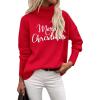 image:imageZeagoo Womens Turtleneck Sweater 2026 Fall Winter Chunky Knitted Pullover High Low Hem Trendy Basic Jumper TopChristmas Letter