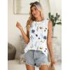 image:imageZeagoo Summer Tank Top for Women 2026 Pleated High Neck Tops Loose Fit Flowy Dressy Tunic Sleeveless ShirtsB1white Floral