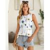 image:imageZeagoo Summer Tank Top for Women 2026 Pleated High Neck Tops Loose Fit Flowy Dressy Tunic Sleeveless ShirtsB1white Floral