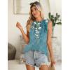 image:imageZeagoo Summer Tank Top for Women 2026 Pleated High Neck Tops Loose Fit Flowy Dressy Tunic Sleeveless ShirtsBblue Floral