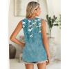 image:imageZeagoo Summer Tank Top for Women 2026 Pleated High Neck Tops Loose Fit Flowy Dressy Tunic Sleeveless ShirtsBblue Floral