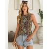 image:imageZeagoo Summer Tank Top for Women 2026 Pleated High Neck Tops Loose Fit Flowy Dressy Tunic Sleeveless ShirtsBboho Floral