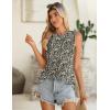 image:imageZeagoo Summer Tank Top for Women 2026 Pleated High Neck Tops Loose Fit Flowy Dressy Tunic Sleeveless ShirtsBfloral Black