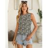 image:imageZeagoo Summer Tank Top for Women 2026 Pleated High Neck Tops Loose Fit Flowy Dressy Tunic Sleeveless ShirtsBfloral Black