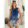 image:imageZeagoo Summer Tank Top for Women 2026 Pleated High Neck Tops Loose Fit Flowy Dressy Tunic Sleeveless ShirtsBfloral Blue