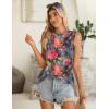 image:imageZeagoo Summer Tank Top for Women 2026 Pleated High Neck Tops Loose Fit Flowy Dressy Tunic Sleeveless ShirtsBred Flower