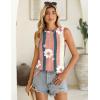 image:imageZeagoo Summer Tank Top for Women 2026 Pleated High Neck Tops Loose Fit Flowy Dressy Tunic Sleeveless ShirtsCpink Stripe