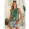 image:imageZeagoo Summer Tank Top for Women 2026 Pleated High Neck Tops Loose Fit Flowy Dressy Tunic Sleeveless ShirtsDfloral Green