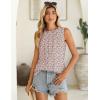 image:imageZeagoo Summer Tank Top for Women 2026 Pleated High Neck Tops Loose Fit Flowy Dressy Tunic Sleeveless ShirtsDfloral Pink