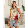 image:imageZeagoo Summer Tank Top for Women 2026 Pleated High Neck Tops Loose Fit Flowy Dressy Tunic Sleeveless ShirtsDfloral Red