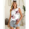 image:imageZeagoo Summer Tank Top for Women 2026 Pleated High Neck Tops Loose Fit Flowy Dressy Tunic Sleeveless ShirtsDfloral White