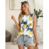 image:imageZeagoo Summer Tank Top for Women 2026 Pleated High Neck Tops Loose Fit Flowy Dressy Tunic Sleeveless ShirtsDtye Die Flower