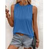 image:imageZeagoo Summer Tank Top for Women 2026 Pleated High Neck Tops Loose Fit Flowy Dressy Tunic Sleeveless ShirtsZblue