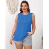 image:imageZeagoo Summer Tank Top for Women 2026 Pleated High Neck Tops Loose Fit Flowy Dressy Tunic Sleeveless ShirtsZblue