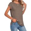 image:imageZeagoo Womens Tops Summer Casual Cap Sleeve Tshirts Shirts Business Dressy Spring Fashion Outfits Trendy ClothesChocolate Brown