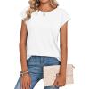 image:imageZeagoo Womens Tops Summer Casual Cap Sleeve Tshirts Shirts Business Dressy Spring Fashion Outfits Trendy ClothesWhite