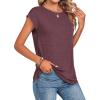 image:imageZeagoo Womens Tops Summer Casual Cap Sleeve Tshirts Shirts Business Dressy Spring Fashion Outfits Trendy ClothesWine Red