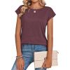 image:imageZeagoo Womens Tops Summer Casual Cap Sleeve Tshirts Shirts Business Dressy Spring Fashion Outfits Trendy ClothesWine Red