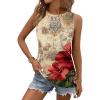 image:imageZeagoo Summer Tank Top for Women 2026 Pleated High Neck Tops Loose Fit Flowy Dressy Tunic Sleeveless ShirtsDfloral Red