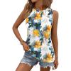 image:imageZeagoo Summer Tank Top for Women 2026 Pleated High Neck Tops Loose Fit Flowy Dressy Tunic Sleeveless ShirtsDtye Die Flower