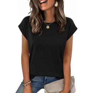image:imageZeagoo Womens Tops Summer Casual Cap Sleeve Tshirts Shirts Business Dressy Spring Fashion Outfits Trendy ClothesBlack