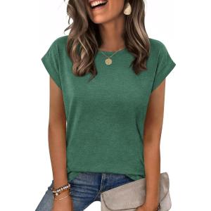 image:imageZeagoo Womens Tops Summer Casual Cap Sleeve Tshirts Shirts Business Dressy Spring Fashion Outfits Trendy ClothesForest Green