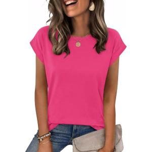 image:imageZeagoo Womens Tops Summer Casual Cap Sleeve Tshirts Shirts Business Dressy Spring Fashion Outfits Trendy ClothesHot Pink