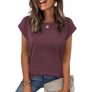 image:imageZeagoo Womens Tops Summer Casual Cap Sleeve Tshirts Shirts Business Dressy Spring Fashion Outfits Trendy ClothesWine Red