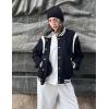 image:imageZeagoo Bomber Jacket Women Varsity Casual Button Down Lightweight 2026 Spring Fashion Short School Outfits with PocketsA01black