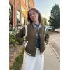 image:imageZeagoo Bomber Jacket Women Varsity Casual Button Down Lightweight 2026 Spring Fashion Short School Outfits with PocketsArmy Green