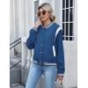 image:imageZeagoo Bomber Jacket Women Varsity Casual Button Down Lightweight 2026 Spring Fashion Short School Outfits with PocketsBlue