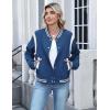 image:imageZeagoo Bomber Jacket Women Varsity Casual Button Down Lightweight 2026 Spring Fashion Short School Outfits with PocketsBlue