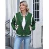 image:imageZeagoo Bomber Jacket Women Varsity Casual Button Down Lightweight 2026 Spring Fashion Short School Outfits with PocketsGreen