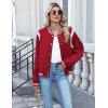 image:imageZeagoo Bomber Jacket Women Varsity Casual Button Down Lightweight 2026 Spring Fashion Short School Outfits with PocketsRed