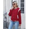 image:imageZeagoo Bomber Jacket Women Varsity Casual Button Down Lightweight 2026 Spring Fashion Short School Outfits with PocketsRed