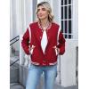 image:imageZeagoo Bomber Jacket Women Varsity Casual Button Down Lightweight 2026 Spring Fashion Short School Outfits with PocketsRed
