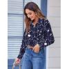 image:imageZeagoo Button Down Shirts for Women Dressy Floral Printed Long Sleeve Blouse Business Casual Work TopsNavy White Floral