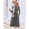 image:imageZeagoo Long Sleeve Dresses for Women 2026 Fall Winter Casual Flowy ALine Boho Midi Party Long Dress with PocketsBlue Black Small Floral