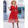 image:imageZeagoo Long Sleeve Dresses for Women 2026 Fall Winter Casual Flowy ALine Boho Midi Party Long Dress with PocketsChristmas Snow